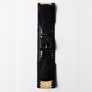 Zara WOVEN COMBINATION BELT. Black. Size US 30. New with Tags.